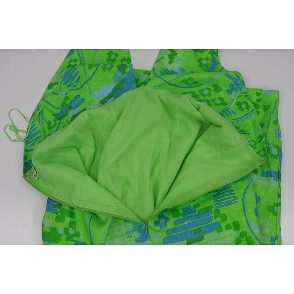 RHODE Paolo Linen Midi Dress Size 8 Retail $495 Tiki Hawaiian Inspired Wrap Neck - Picture 13 of 16